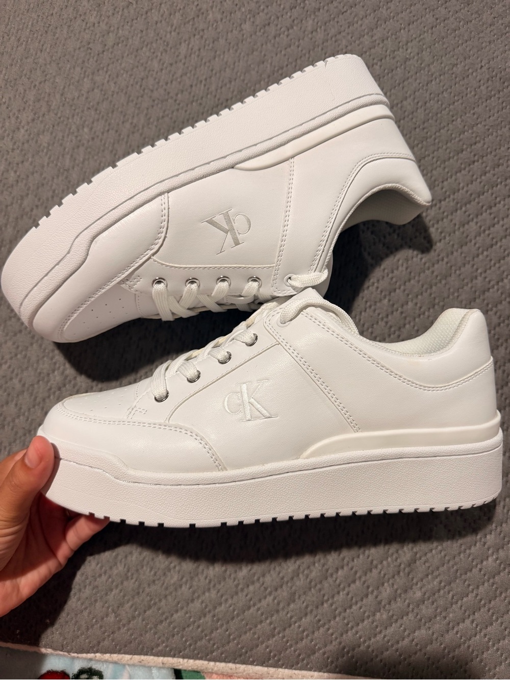 Calvin Klein All-White Platform Lace-Up Sneakers